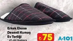 JUNO ERKEK EKOSE DESENLİ KUMAŞ EV TERLİĞİ